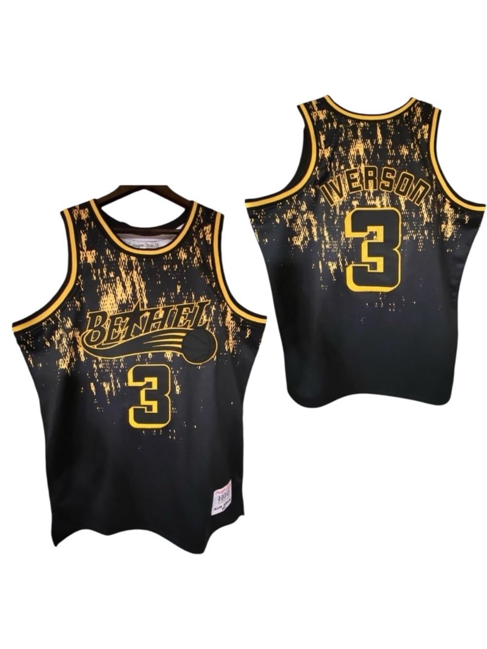 Alan Iverson Alternate Black Yellow High School Basketball Jersey NEW